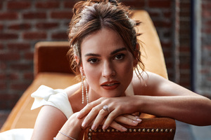 Lily James 2023 (1360x768) Resolution Wallpaper