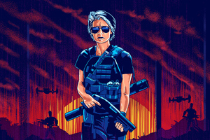 Linda Hamilton In Terminator Dark Fate Art Wallpaper