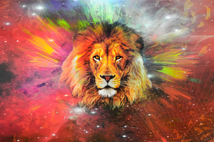 Lion Galaxy Art 4k