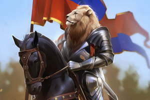 Lion King On Horse 4k (1336x768) Resolution Wallpaper