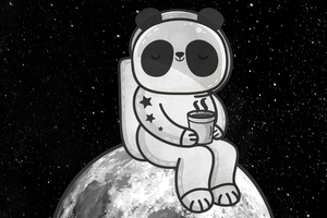 Little Astronaut Having Tea On Moon 4k