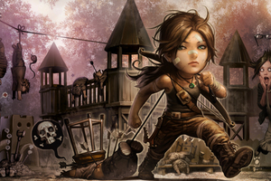 Little Lara Croft (1336x768) Resolution Wallpaper