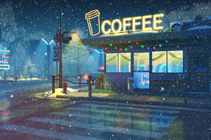 Lo Fi Cafe 4k (1600x900) Resolution Wallpaper