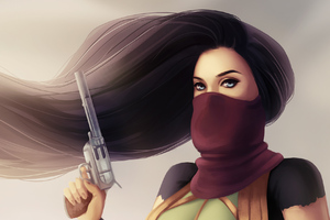 Long Hair Girl With Pistol (1280x800) Resolution Wallpaper