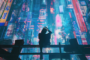 Longing Cyberpunk Neon Lights 4k Wallpaper