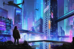Lost In The Future City (2048x1152) Resolution Wallpaper