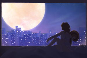 Lost In Thought Moonlight And City Views (1366x768) Resolution Wallpaper