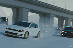 Low Poly Art Volkswagen Police Chase