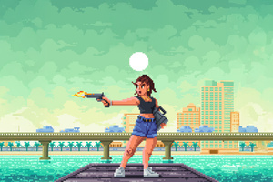 Lucia From Gta Vi 8bit (2560x1080) Resolution Wallpaper