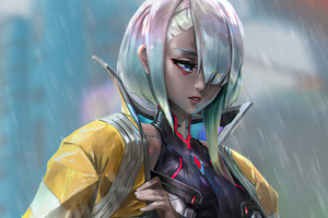 Lucy A Rainy Day In Night City Wallpaper