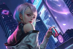 Lucy Cyberpunk Realm (2048x1152) Resolution Wallpaper
