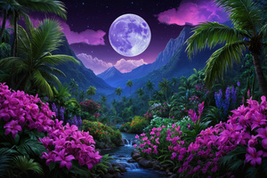 Lunar Bloom Jungle Under The Moonlight (1680x1050) Resolution Wallpaper