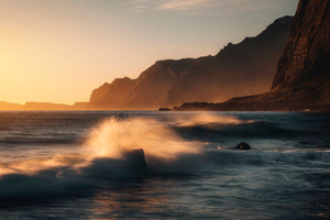Madeira Ocean Water Sunrise Rocks Down Long Exposure (1600x1200) Resolution Wallpaper