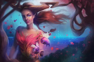Magical Forest Fantasy Girl Wallpaper