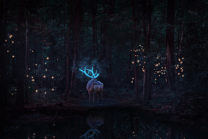Magical Reindeer In Forest
