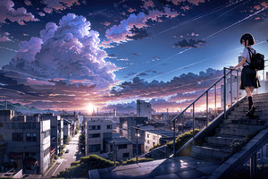Makoto Shinkai Anime Cityscape 5k (3840x2400) Resolution Wallpaper