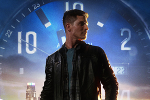 Man Behind Clock (2560x1024) Resolution Wallpaper