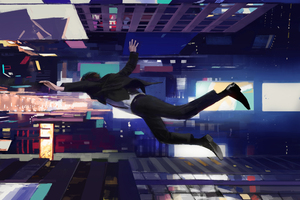 Man Flying Through Building (2560x1080) Resolution Wallpaper