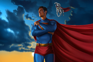 Man Of Steel And His Loyal Guardian (2932x2932) Resolution Wallpaper