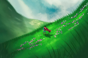 Man Of Steel In Silent Fields (1366x768) Resolution Wallpaper