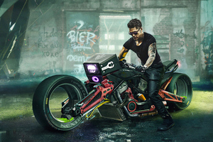 Man On Superbike Art (2560x1024) Resolution Wallpaper