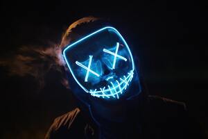 Man Wearing Blue Mask