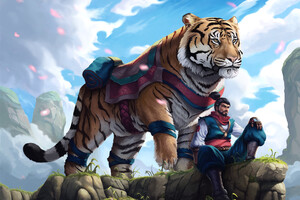 Man With Tiger (1336x768) Resolution Wallpaper