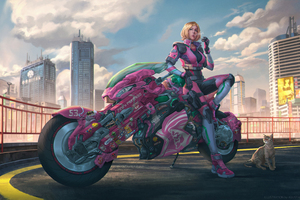 Manga Punk Scifi Anime Motorcycle Girl