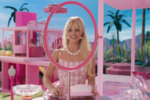 Margot Robbie In Barbie Movie (1336x768) Resolution Wallpaper