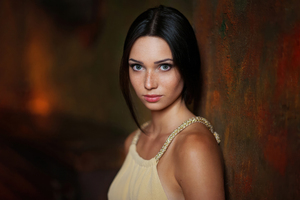 Mariya Volokh Blue Eyes Dark Hair Wallpaper
