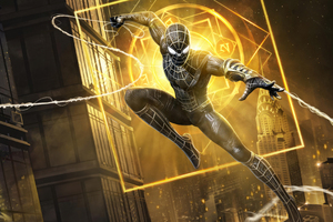 Marvel Super War Spider Man In His Black And Gold Suit (1336x768) Resolution Wallpaper