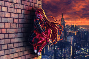Mary Jane Watson A K A Scarlet Spider (1336x768) Resolution Wallpaper