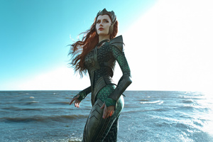 Mera Cosplay Queen Of Atlantis (1360x768) Resolution Wallpaper