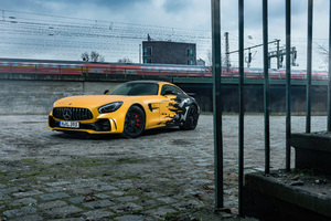 Mercedes Benz Amg Gtr Yellow Black 5k (2560x1024) Resolution Wallpaper