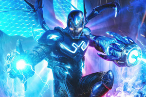 Metallic Marvel Blue Beetle Unleashed 5k Wallpaper