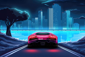 Miami Midnight Dreams Lamborghini Radiance In The Night (2932x2932) Resolution Wallpaper