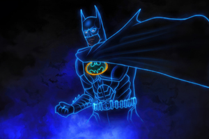 Michael Keaton Batman Neon Artwork Wallpaper