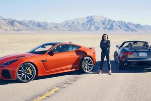 Michelle Rodriguez With Jaguar Sports Car