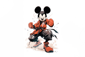 Mickey Mouse Cartoon Minimal Art 5k Wallpaper