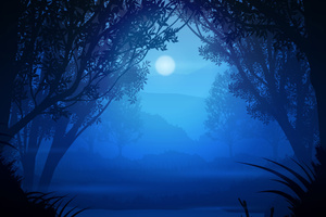 Midnight Blue Forest Reverie (1600x1200) Resolution Wallpaper