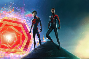Miles And Peter Parker Spiderman Across The Spiderverse 2023 Wallpaper