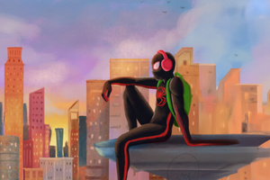 Miles Morales In Full Exploration (1360x768) Resolution Wallpaper