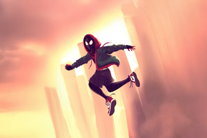 Miles Morales In Full Swing (320x240) Resolution Wallpaper