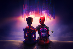 Miles Morales Meets Deadpool (1600x1200) Resolution Wallpaper