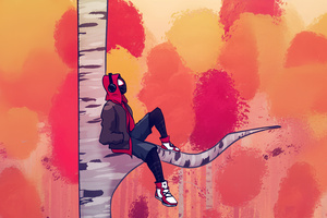 Miles Morales Sitting On Tree (2048x1152) Resolution Wallpaper
