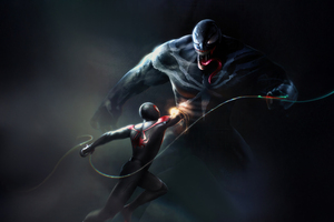 Miles Morales Vs Venom (1280x800) Resolution Wallpaper