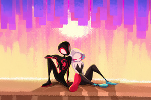 Miles Morales X Gwen Stacy Side By Side (1280x800) Resolution Wallpaper