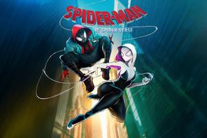 Miles Morales X Gwen Stacy (1400x900) Resolution Wallpaper