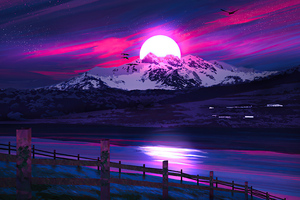 Minimal Landscape Sunrise 4k (2048x1152) Resolution Wallpaper