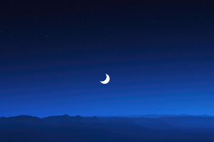 Minimal Night Moon Blue Sky 5k Wallpaper